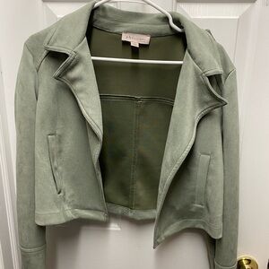 Philosophy Sage Green Cropped Suede-Look Jacket